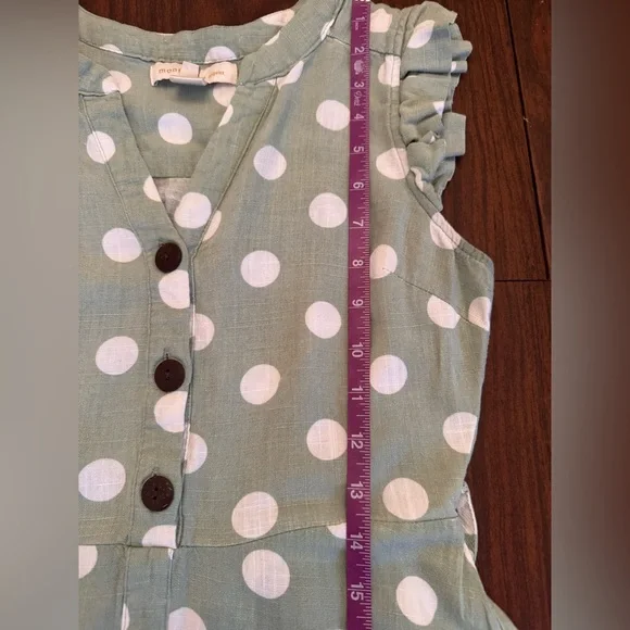 Monteau Green Linen Blend Polka Dot Midi Dress - Size Small - Picture 9 of 11